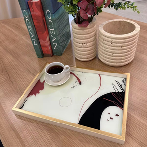 Vente directe d'usine Plateau de service en verre au design moderne personnalisé pour la décoration intérieure, la cuisine et la table-Plateaux décoratifs Offre Spéciale - Product Image 1