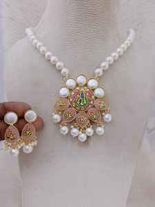 Collier artisanal Meenakari de qualité supérieure, léger et antique avec ensemble de perles, produit en vrac en laiton lourd, design personnalisé - Product Image 3