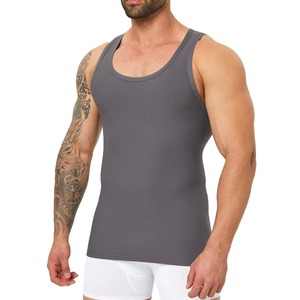 Custom wholesale <b>Mens</b> muscle fit ribbed <b>gym</b> <b>vest</b> top hot 2025 custom logo sports tank top <b>for</b> fitness training workout - Product Image 1