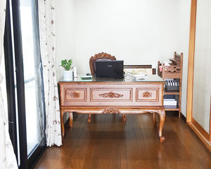 Romantic Sustainable Carved French Style <b>Antique</b> Teak Modular Office <b>Desk</b> with 5 Drawers for Study Room and Office - Product Image 6