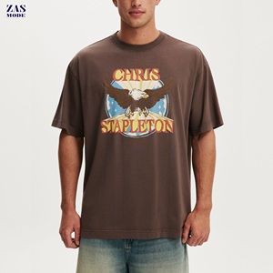 เสื้อยืดโอเวอร์ไซส์พิมพ์ลายการ์ตูนทรงบ็อกซี่ ผ้าฝ้าย 100% น้ำหนักเบา คอกลม แขนสั้น ทรงหลวม ไหล่ตก สำหรับผู้ชาย - Product Image 5