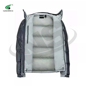 2025 nueva llegada logotipo personalizado con capucha lona hombres chaqueta acolchada impermeable transpirable moda burbuja brillante al aire libre invierno - Product Image 2