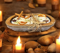 Lilin Aroma Labu dalam Mangkuk Kayu Putih Ramah Lingkungan Terbaik untuk Dekorasi Rumah & Luar Ruangan di Natal, Paskah & Hari Ayah