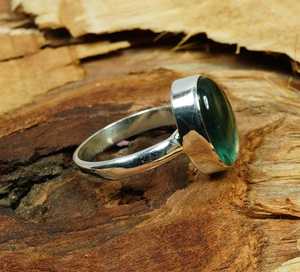 Anillos de plata de ley 925 con fluorita verde natural para mujer, regalo para esposa - Product Image 2