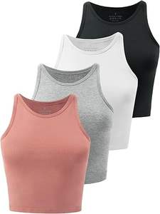 Femme Active Form Flex Buttery Soft Light Support Crop Tank avec soutien-gorge Respirant Couleur: Noir/Blanc/Gris/Corail Rouge - Product Image 2