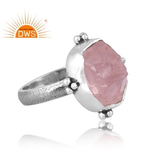 Handmade Oxidized Sterling Silver Natural Rose <b>Quartz</b> Gemstone Stackable <b>Ring</b> Jewelry For Women Gift For Her - Product Image 3