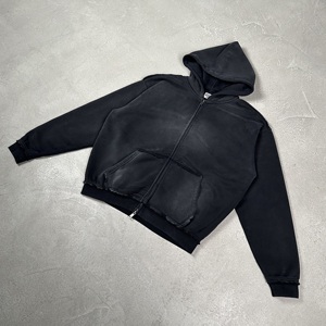 <span class=keywords><strong>Felpa</strong></span> con <span class=keywords><strong>Zip</strong></span> e Logo Personalizzato per <span class=keywords><strong>Uomo</strong></span>, Effetto Vintage con Bordi Grezzi, Streetwear Casual all'Ingrosso - Product Image 5