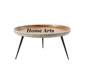 Table centrale en aluminium de conception avantageuse avec support en bois Table de service de nourriture de forme ronde de taille personnalisée en vrac - Product Image 3