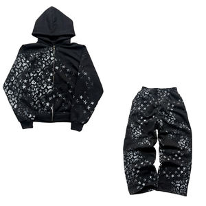 Nouveau survêtement en coton lourd à conception personnalisée avec technique brodée ensemble chemise et pantalon de survêtement d'hiver - Product Image 1