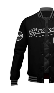 Veste varsity en laine à col montant personnalisé pour équipes sportives, avec broderie de haute qualité et doublure coupe-vent - Product Image 5