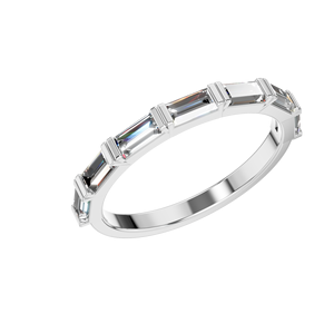 Bague de mariage pour l'éternité élégante personnalisée en forme de baguette en or rose massif 14 carats pour femmes, pierre principale en diamant de bijouterie fine originale OEM ODM - Product Image 4