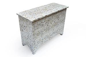 Mesa Auxiliar y Mesa de Centro de Resina con Incrustaciones de Hueso, Estilo Moderno, Artesanía Natural, Muebles para el Hogar, para Sala de Estar y Dormitorio - Product Image 2