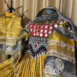 Robe ethnique bohème vintage tribale afghane traditionnelle pour femmes, taille naturelle, dentelle, bouton, écologique, respirante - Product Image 3