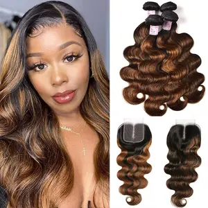 Brazilian Wig Women's Black Wig Real Hair Long Straight Wigs 3 Bundles 100% Human Hair for Women / Girls / Afro Natural Dark (16