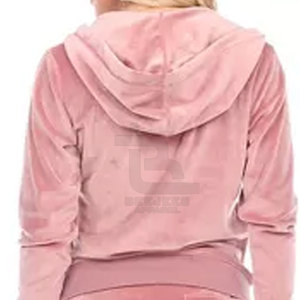 Conjunto de chándal de invierno de talla grande para mujer 100% algodón terciopelo con capucha con patrón sólido transpirable etiqueta privada a granel al por mayor - Product Image 6