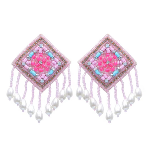 ต่างหูโครเชต์ประดับลูกปัดหลากสีสัน แฟชั่นทันสมัย ทำด้วยมือ สำหรับผู้หญิง ราคาถูก - Product Image 2