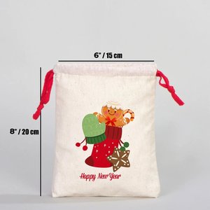 Custom Cotton New Year Red <b>Drawstring</b> <b>Pouch</b> 6 8 (15 20 Cm) Screen Printed Gift Bag for Clothing Crafts Embroidered Logo - Product Image 1