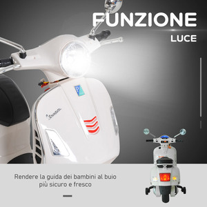 HOMCOM-Moto eléctrica para niños, diseño italiano, batería de 6V con sonidos y luces, de 3 a 6 años, color blanco - Product Image 6