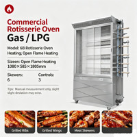 Rôtissoire à poulet professionnelle au gaz, 3/5/7 broches, en acier inoxydable, avec protection contre l'extinction de la flamme