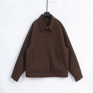 Veste en jean unisexe personnalisée OEM Manteau de travail en jean délavé à l'acide pour hommes avec logo avant positionné - Product Image 1