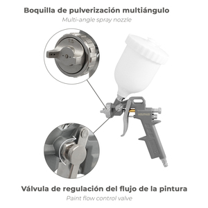 Pistola a Spruzzo Pneumatica con Ugello da 1,5 mm Con Serbatoio Superiore da 0,6 Litri e Adattatore Rapido - Product Image 4