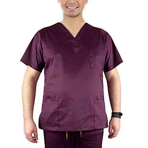 Hospital Uniforms Anti Wrinkle Water Resist Soft Knitted Fabric Nurse Men Medical <b>Scrubs</b> <b>Grey</b> Color High Quality - Product Image 2