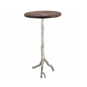 Table décorative à trois pieds avec plateau rond en MDF et pieds en aluminium en forme d'arbre - Product Image 1