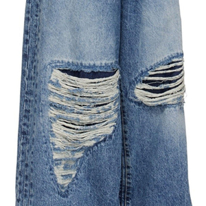 Ropa de calle, pantalones vaqueros desgastados azules para hombre, estilo callejero no elástico, pantalones vaqueros holgados de talla grande para hombre, Pantalones vaqueros de cinco bolsillos para hombre - Product Image 6