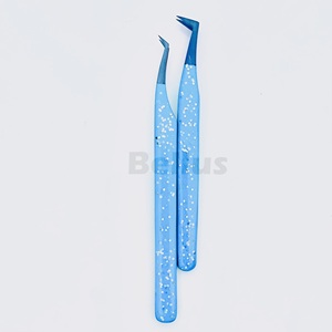 ชุดแหนบขนตาปลอมสีฟ้าแวววาวสำหรับแยกขนตาอุปกรณ์ขนตาสแตนเลสแบบปรับแต่งได้ตามต้องการ - Product Image 6