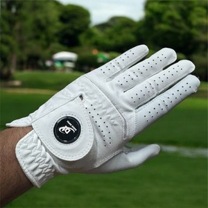 Los mejores guantes de golf de cuero Cabretta blanco con logotipo personalizado, tela transpirable, guantes de golf de piel de oveja duraderos de Material suave con logotipo personalizado - Product Image 1