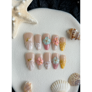 Coastal Petals Press-On Nail Art Autocollants élégants pour ongles pour chats et chiens - Product Image 3