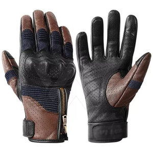 Gants de course d'hiver personnalisés OEM pour motards, en cuir véritable respirant, à doigts complets, avec fermeture à lacets, unisexe - Product Image 1