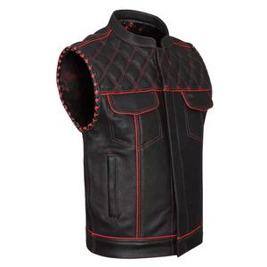 Gilet de moto en cuir respirant pour homme, personnalisable, grande taille, col rond, pour l'hiver – Vente en gros - Product Image 5