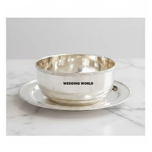 Wedding Decorative Metal <b>Chocolate</b> Bowl With Plate Hot Selling Decorative Latest new Collection <b>Chocolate</b> Bowl For <b>Ramadan</b> - Product Image 2