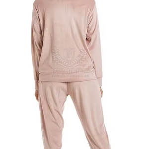 Custom Women <b>Velvet</b> Tracksuit Two Piece Set Soft Hoodie and <b>Joggers</b> Wholesale Manufacturer - Product Image 6