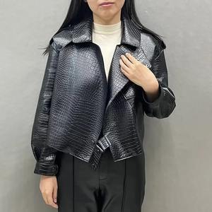 Veste en cuir véritable et toile pour homme noire avec col montant, imperméable et respirante, style moto et motard pour l'hiver - Product Image 5