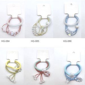 Wholesales Hair Elastic Ties With Pearl No Damage Colorful Soft Hair Elastics Band Scrunchies Simple Style for Kid Sizes - Product Image 2