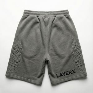 Shorts en molleton de coton pour hommes, écologiques, anti-UV, imprimés en relief, streetwear, coupe ample, délavés, décontractés, pour la salle de sport, demi-pantalons, vente en gros OEM - Product Image 2