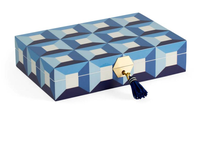 Boîte à bijoux en bois avec incrustation de résine géométrique, boîte de rangement de luxe, organisateur de bibelots avec compartiments, boîte à souvenirs décorative