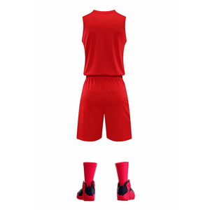 Conjunto de Uniforme Juvenil de Baloncesto de Malla de Poliéster Roja con Diseño Personalizado de Fábrica para Deporte - Product Image 4