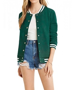 Chaqueta universitaria bordada con logotipo personalizado para mujer, chaqueta de béisbol con letras forrada de lana transpirable, de punto acolchado, venta al por mayor - Product Image 1