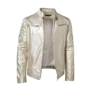 Shiny Gold Leather Jackets for Men Night Club Mens Fashion Leather Jacket Anti-Wind Motorcycle Hip Hop Coat - Product Image 4