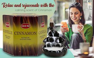 Conos de incienso de reflujo de canela HEM 40 conos aromáticos para fuente de humo de cascada fragancia dulce y picante para relajación - Product Image 5