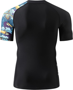 เสื้อแรชการ์ดแขนสั้นสำหรับผู้ชาย ป้องกันแสงแดดสำหรับเล่นเซิร์ฟ ออกแบบโลโก้แบรนด์ของคุณเอง แห้งเร็ว ประสิทธิภาพสูง - Product Image 2