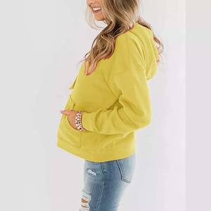 Wholesale High Quality Cotton Fleece Woman Hoodies <b>Long</b> <b>Sleeves</b> Winter Wear Casual Sports Front Blank Solid Color Hooded - Product Image 2