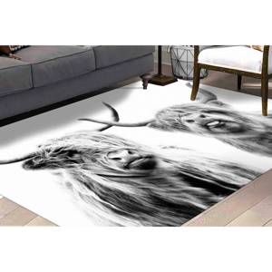 Tapis Vache des Highlands : Tapis d'appoint moderne à motif animal, lavable en machine, tapis fin non tissé - Product Image 2