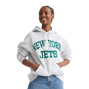 Sudadera con capucha de gran tamaño con logotipo personalizado, ropa deportiva de invierno para mujer, Material polar liso Terry - Product Image 1