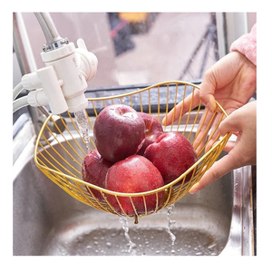 El mejor precio al por mayor, cesta de fruta de hierro chapada en oro, cesta de almacenamiento de tamaño personalizado, cesta decorativa para utensilios de cocina - Product Image 6