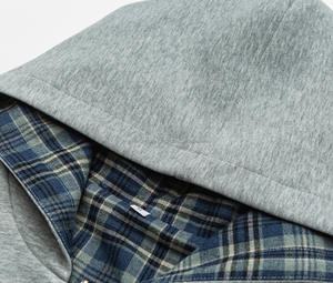 Wholesale Custom Winter Regular Fit Oversized Plaid Zip Men Heavyweight Fleece Striped Double Layer Reversible <b>Y2K</b> <b>Hoodies</b> - Product Image 6