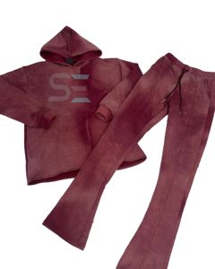 Custom Streetwear Mens <b>Flare</b> Sweatsuit French Terry Hooded Heavyweight Puff Print Flared Sweatpants and Hoodies Set - Product Image 6